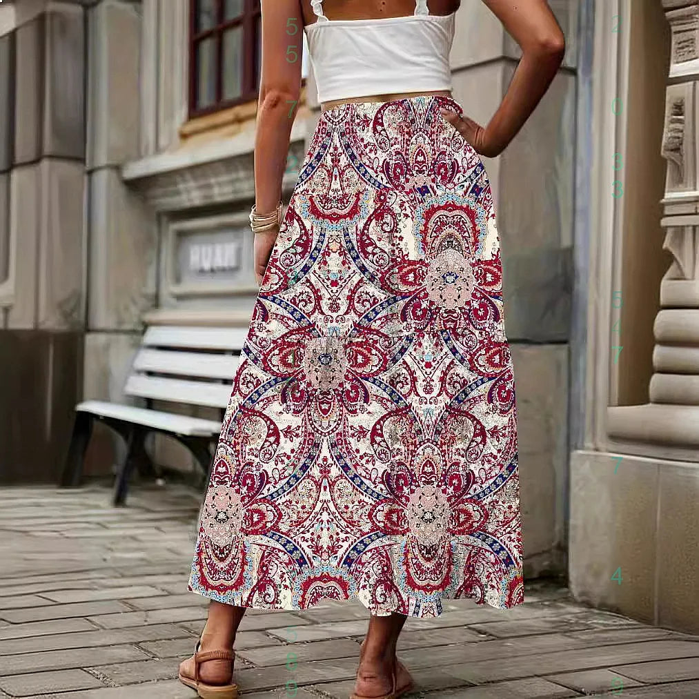 Ensemble jupe mi-longue plissée et hauts élégants assorti pour femmes