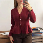 Cardigan décontracté à col V uni pour femmes