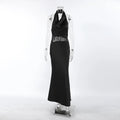 Robe longue dos nu en dentelle transparente pour femmes