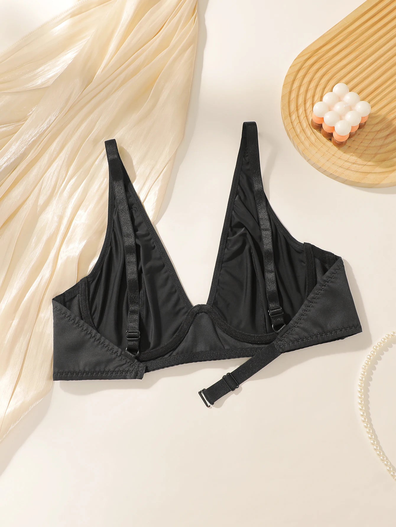 Soutien-gorge demi-tasse de couleur unie lisse pour femmes