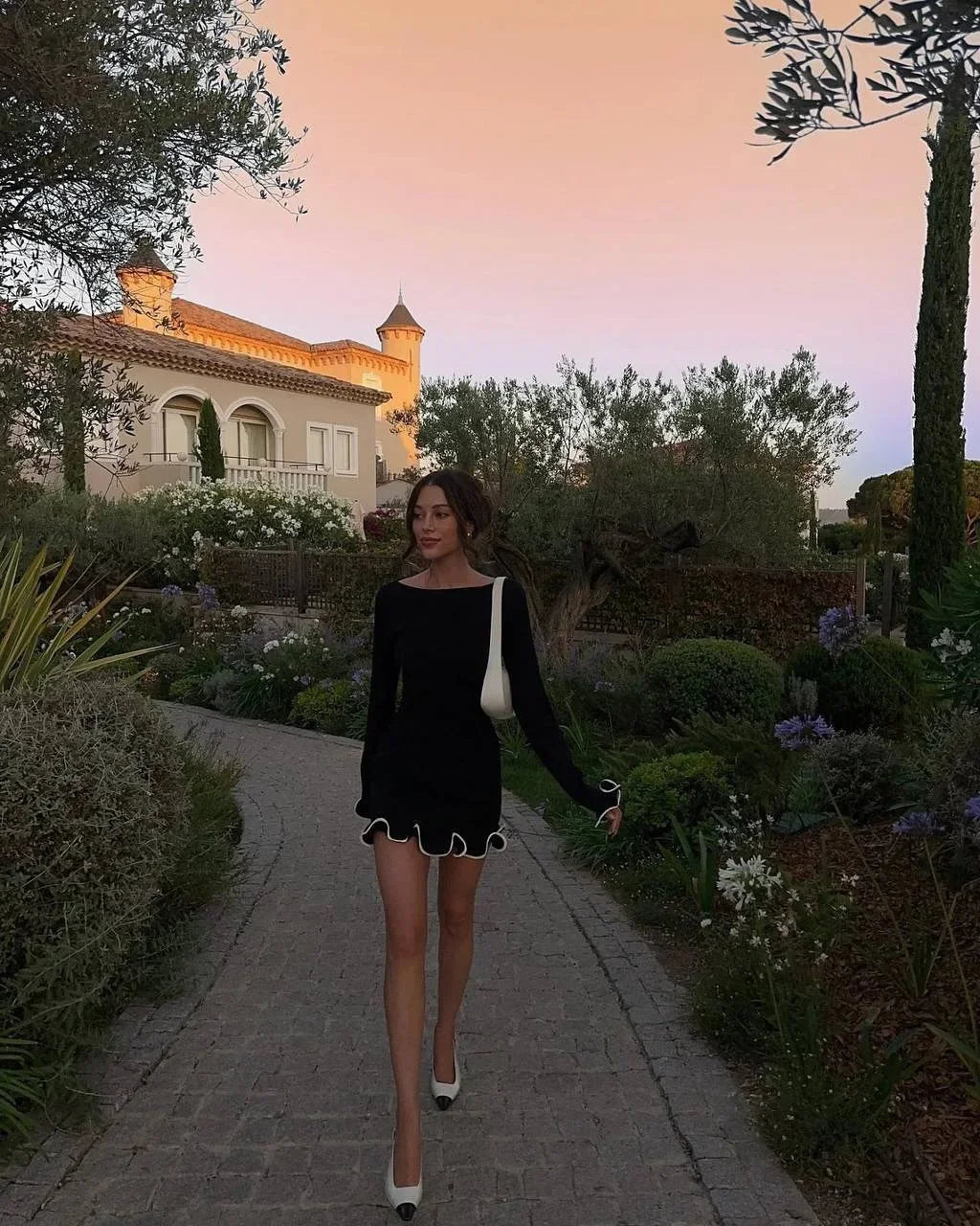 Robe courte plissée et volantée sexy pour femmes