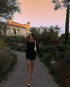Robe courte plissée et volantée sexy pour femmes