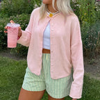 Pull à manches longues avec bouton sur le devant pour femmes