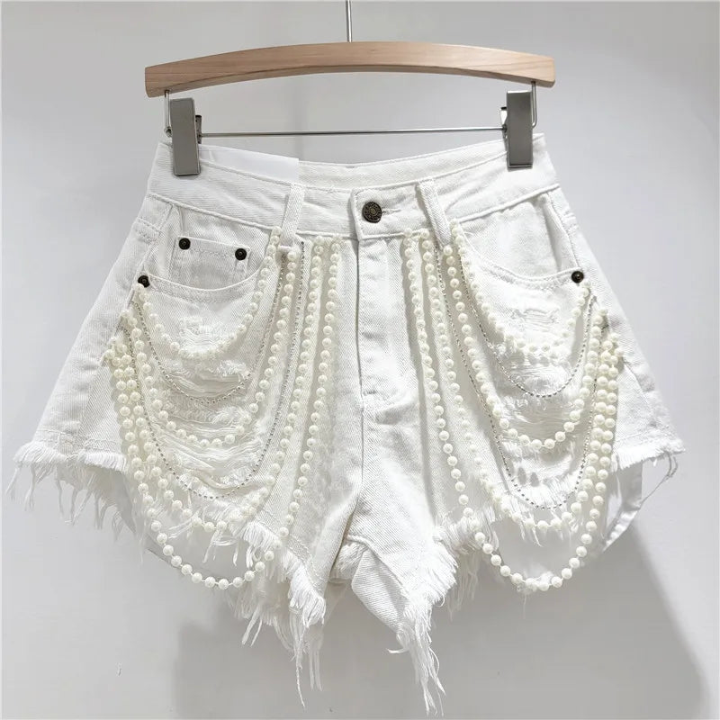 Short en jean taille haute pour femmes
