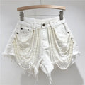 Short en jean taille haute pour femmes