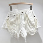 Short en jean taille haute pour femmes