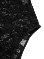 Body col en v profond noir dentelle pour femmes