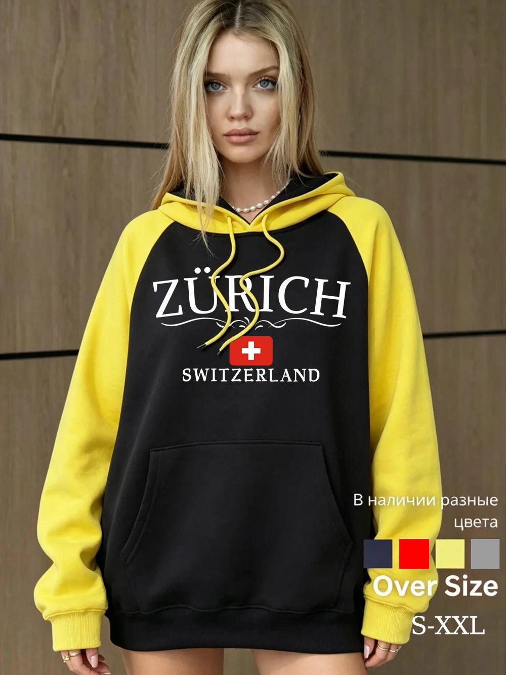 Sweat à capuche Zurich Suisse Letter Collision pour femmes