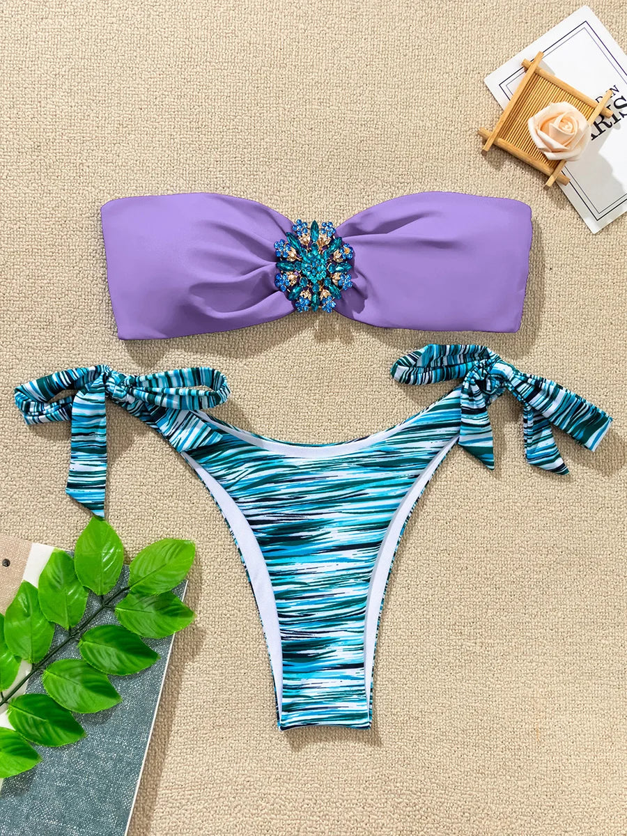 Maillot de bain deux pièces avec biscuits pour femmes