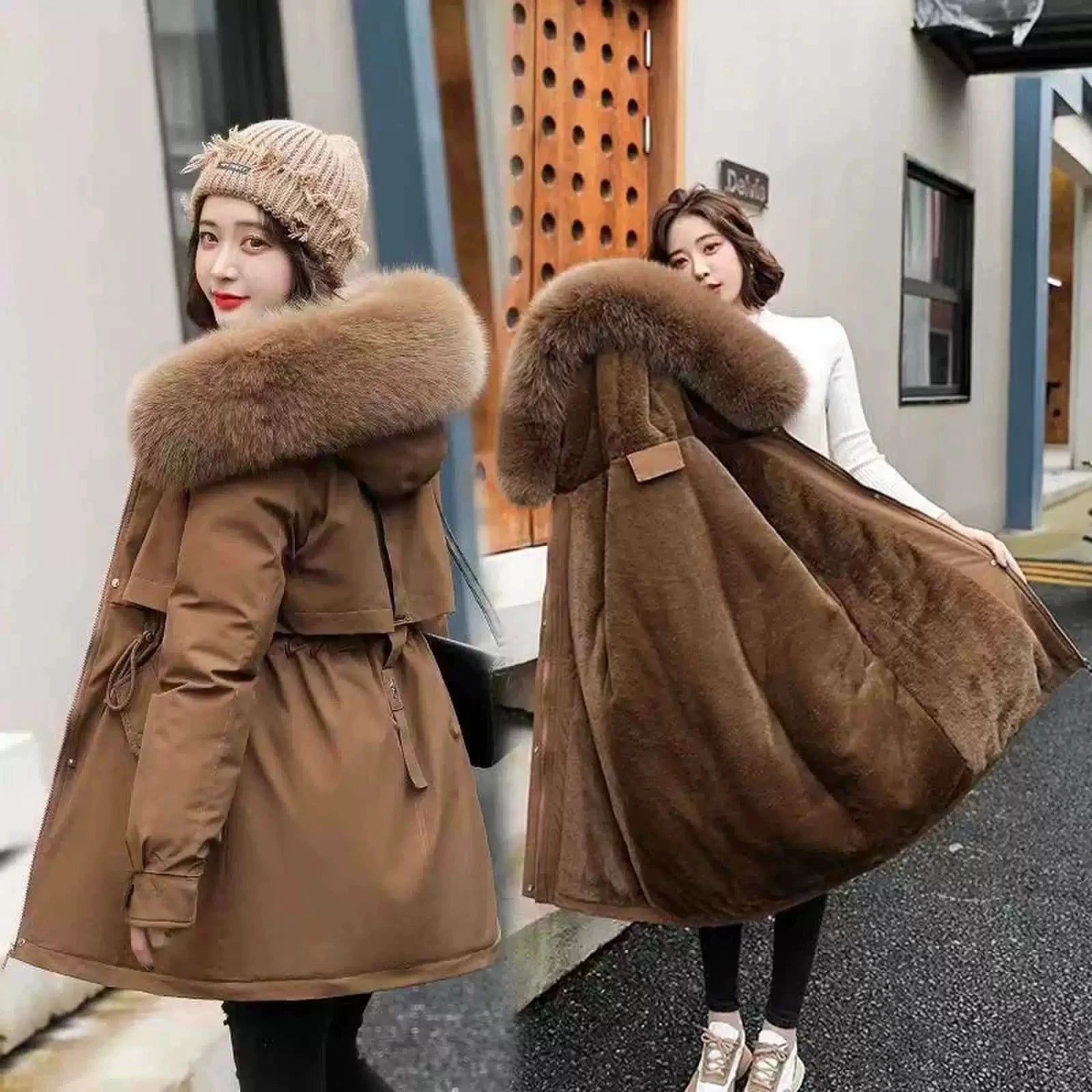 Manteau à doublure en laine pour femmes