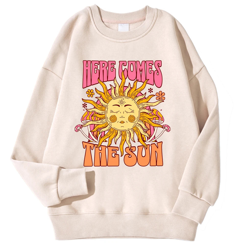 Sweat-shirt à capuche imprimé léopard et soleil pour femmes