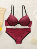 Ensemble de lingerie 2 pièces brodé dentelle de femmes
