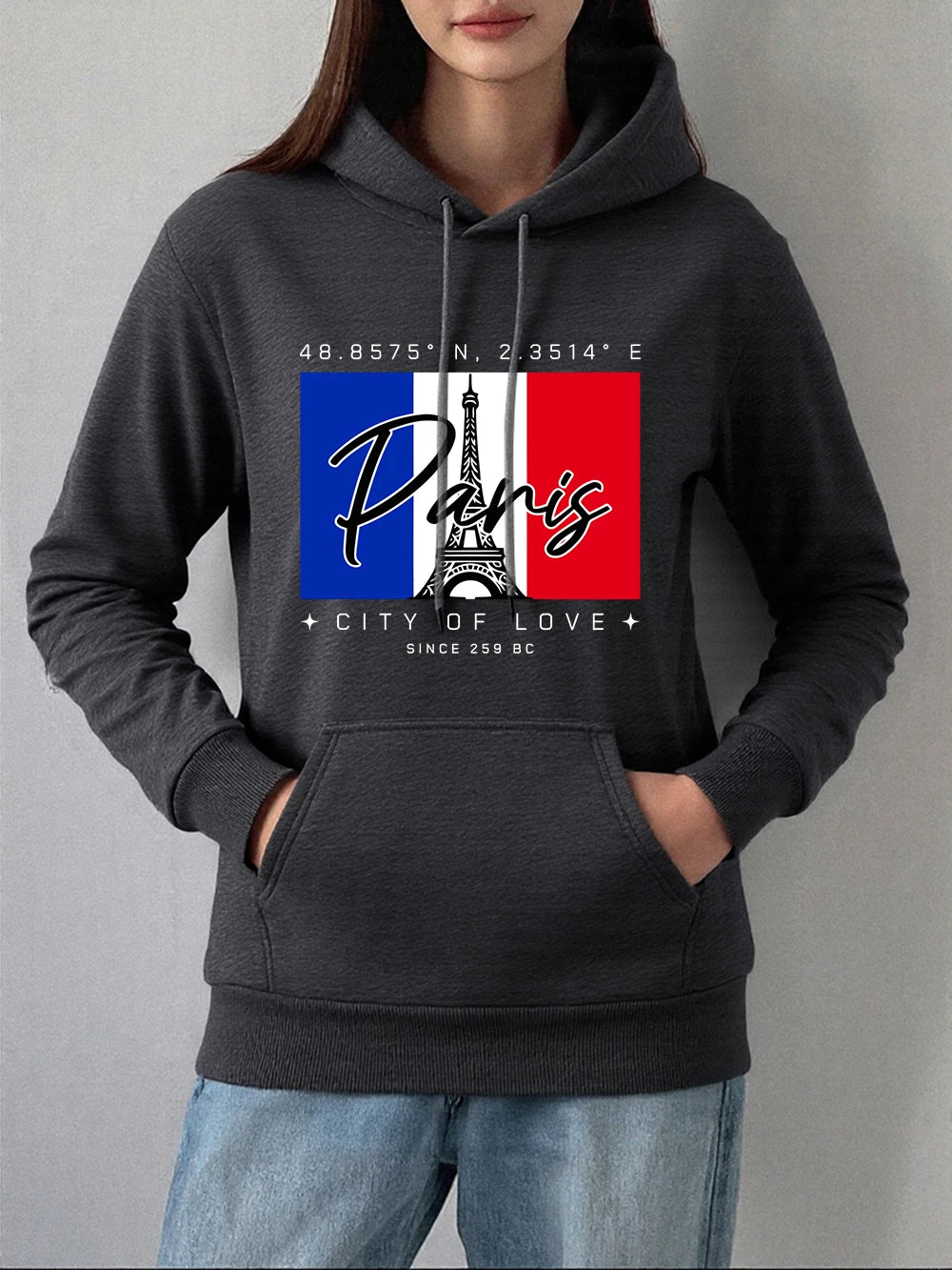 Sweat-shirts à capuche imprimés Paris Ville Amour pour femmes