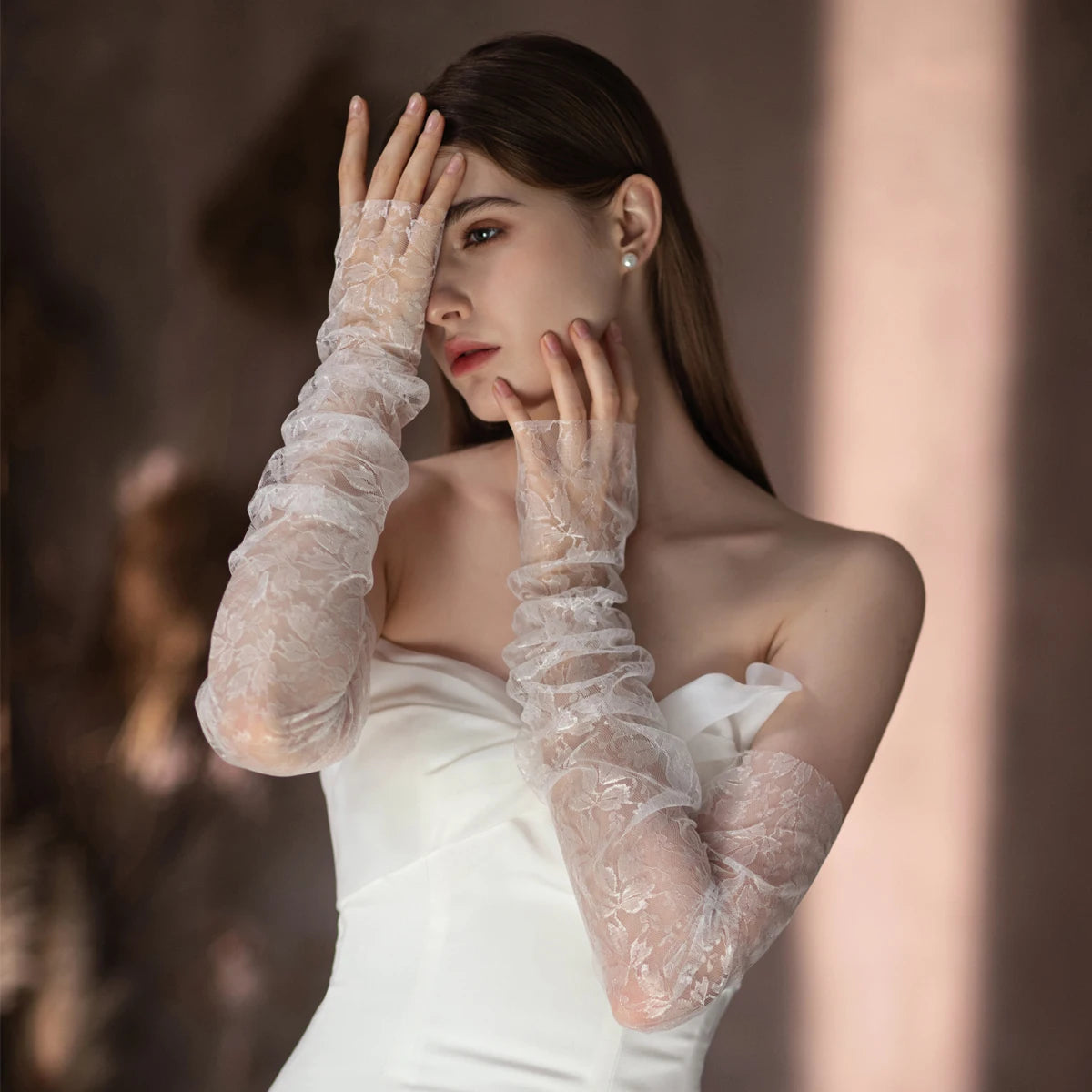 Gants sans doigts en tulle doux pour femmes