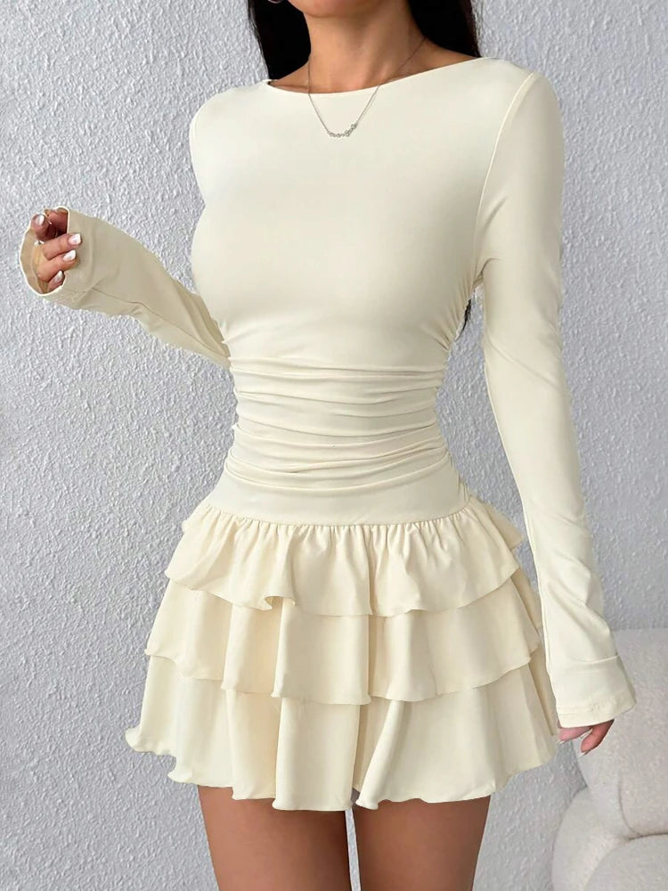 Mini robe à volants en cascade pour femmes