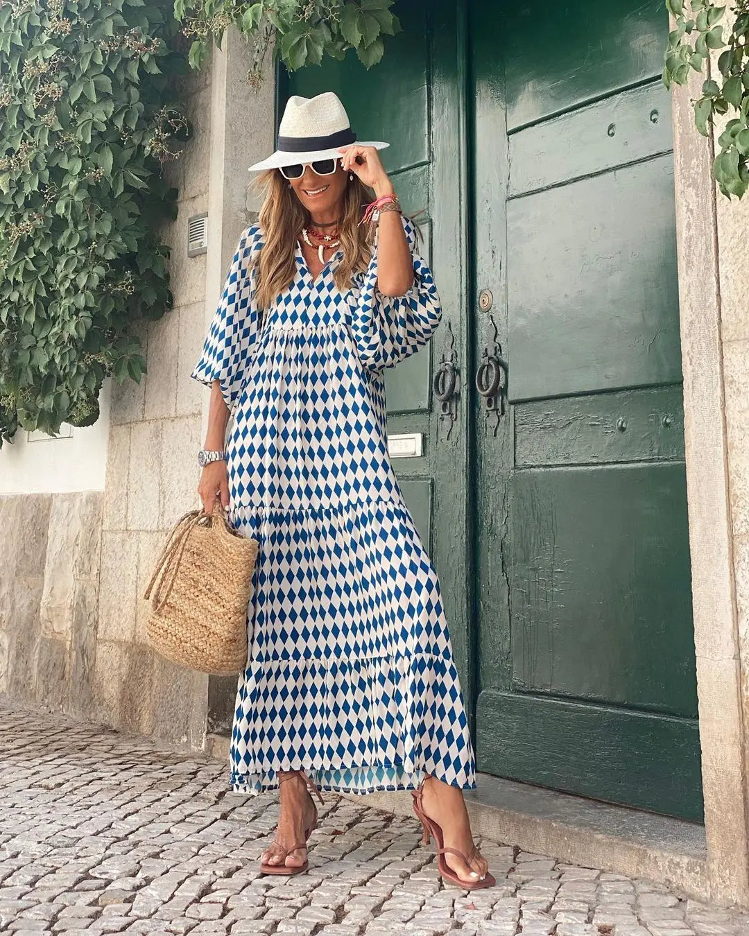 Robe longue à manches bouffantes pour femmes