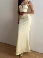 Ensemble 2 Pièces camisole à nœud et jupe longue crayon pour femmes