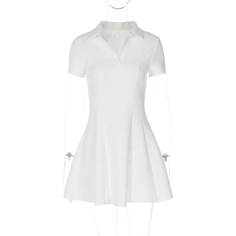 Robe col en V, taille haute pour femmes