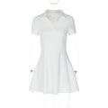 Robe col en V, taille haute pour femmes