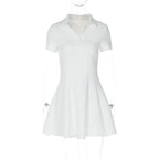 Robe col en V, taille haute pour femmes