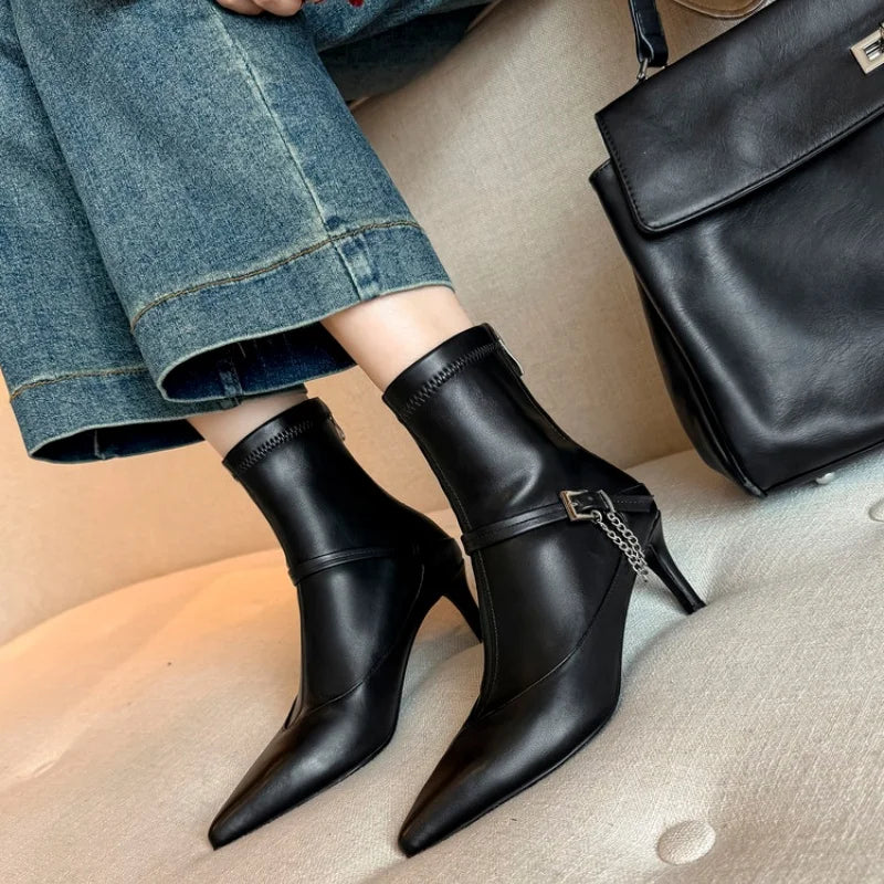 Bottines à talon aiguille pointues pour femmes