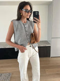Gilets tricotés à simple boutonnage pour femmes