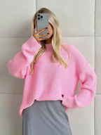 Pull basique tricoté col rond pour femmes