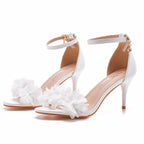 Sandales en dentelle blanche pour femmes