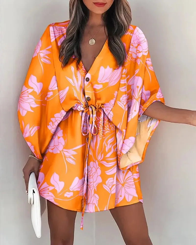 Robe d'été à imprimé floral pour femmes