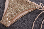 Maillot de bain deux pièces à paillettes brillantes pour femmes