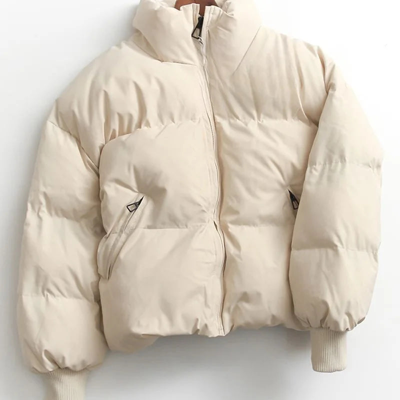 Veste courte décontractée en coton épais pour femmes