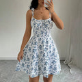 Robe courte à bretelles florale pour femmes