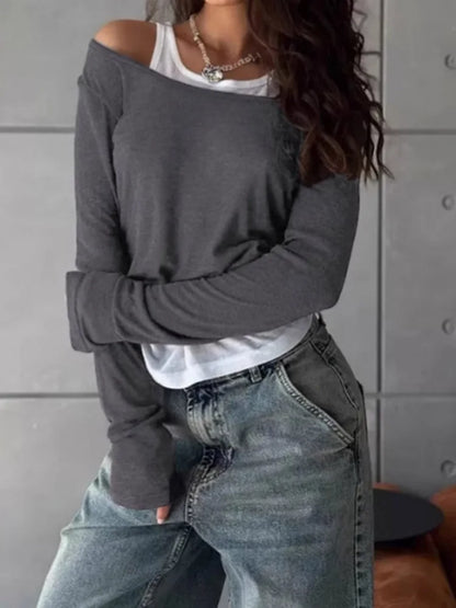 T-Shirt Femme – Manches Longues et Coupe Décontractée
