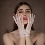 Gants de mariée en tulle doux et perles de cristal pour femmes