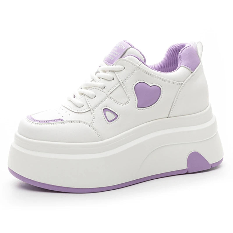 Baskets plate-forme en cuir pour femmes