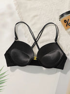 Ensemble de lingerie sexy en dentelle avec boucle avant et bretelles croisées pour femmes