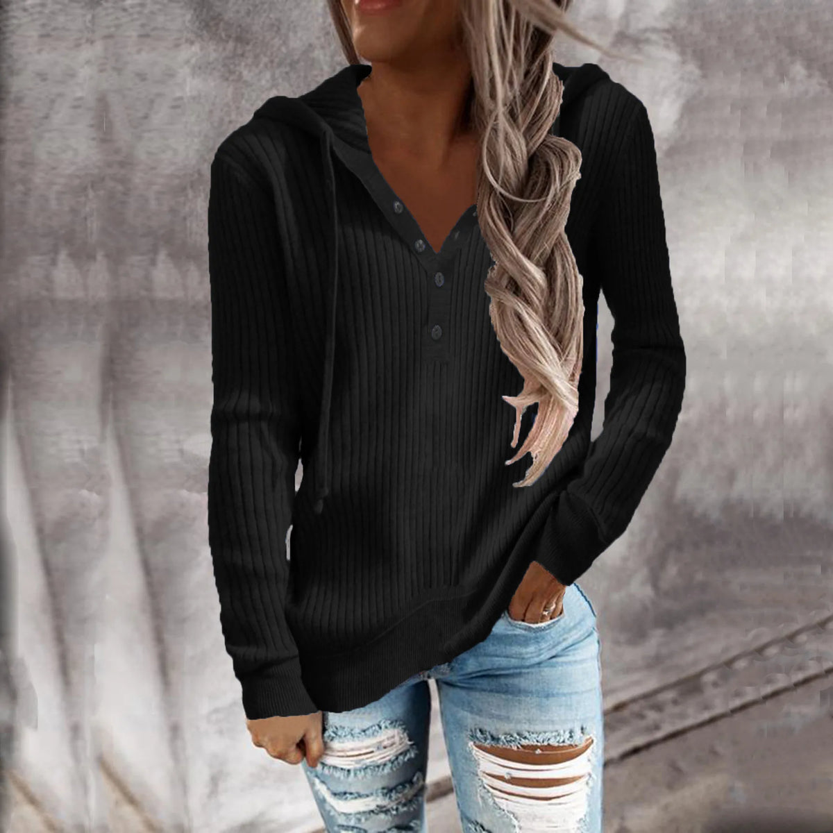 Sweat à Capuche Rayé Femme – Coupe Décontractée