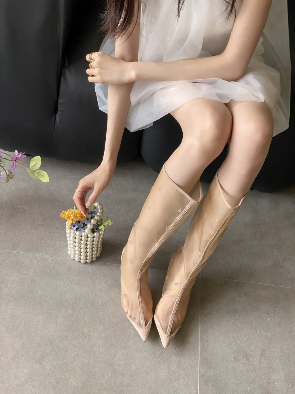 Bottes longues avec dentelle pour femmes