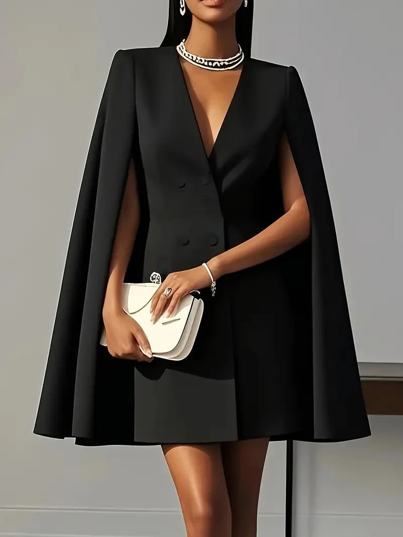 Robe de costume cape à double boutonnage pour femmes