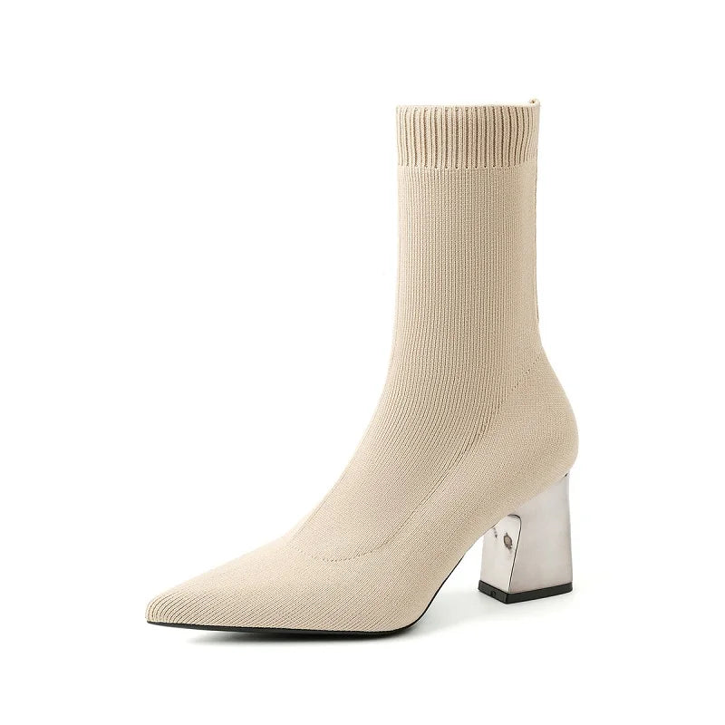 Bottines extensibles en tricot de haute qualité pour femmes