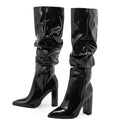 Bottes hautes en cuir verni pour femmes