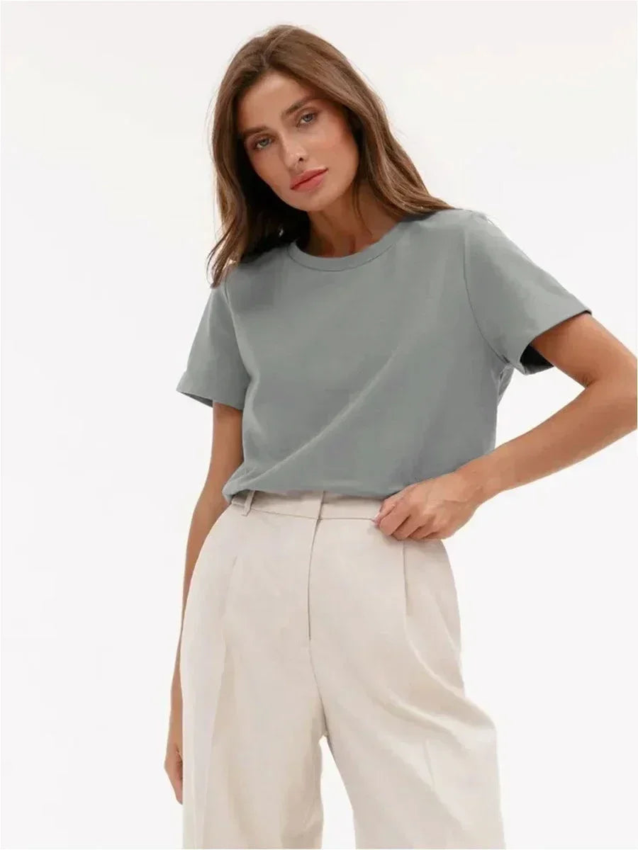 T-shirt d'été 100 % coton pour femmes