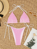 Maillot de bain deux pièces à bretelles en maille et dentelle pour femmes