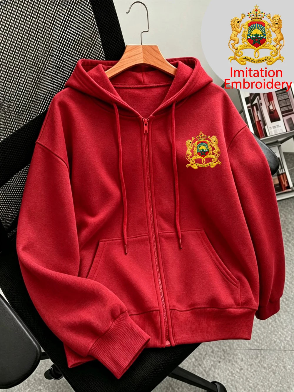 Sweat à capuche zippé imprimé Maroc Sporty pour femmes