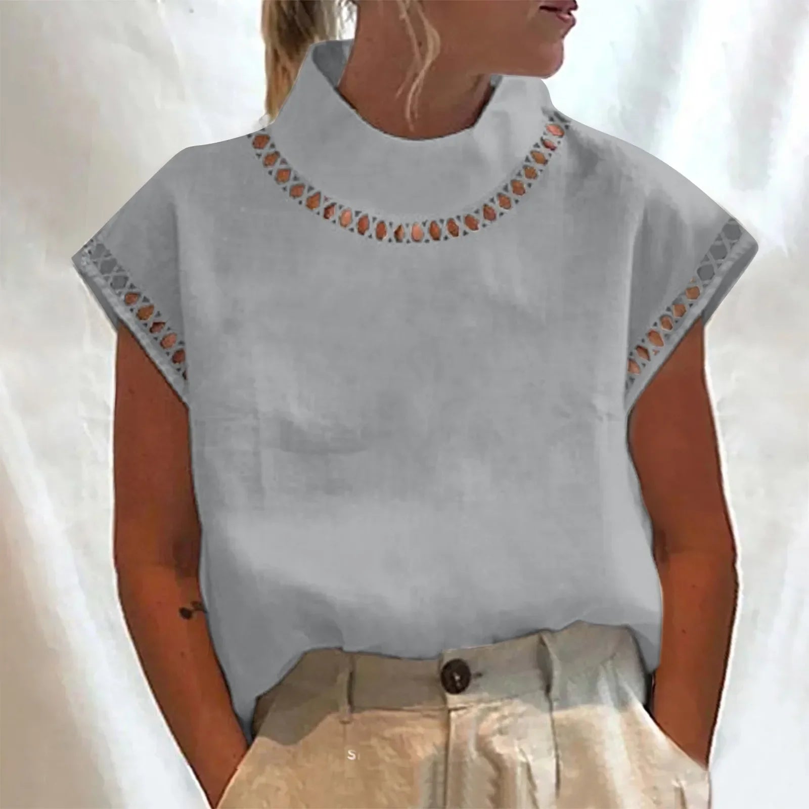 Chemise blanche légère en lin de coton pour femmes