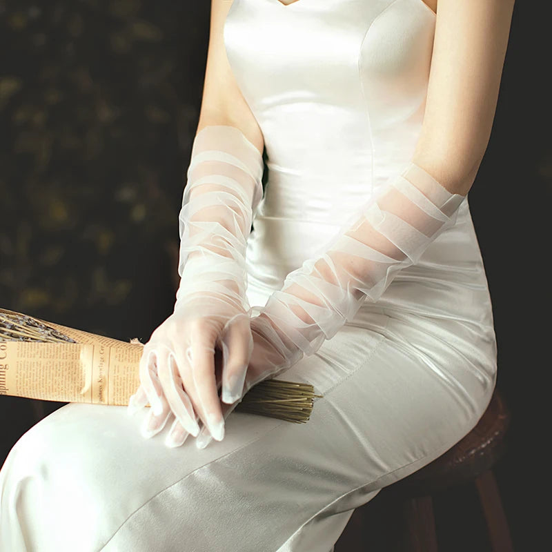 Gants longs respirant en tulle pour femmes