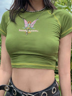 T-shirt à manches courtes et col rond pour femmes