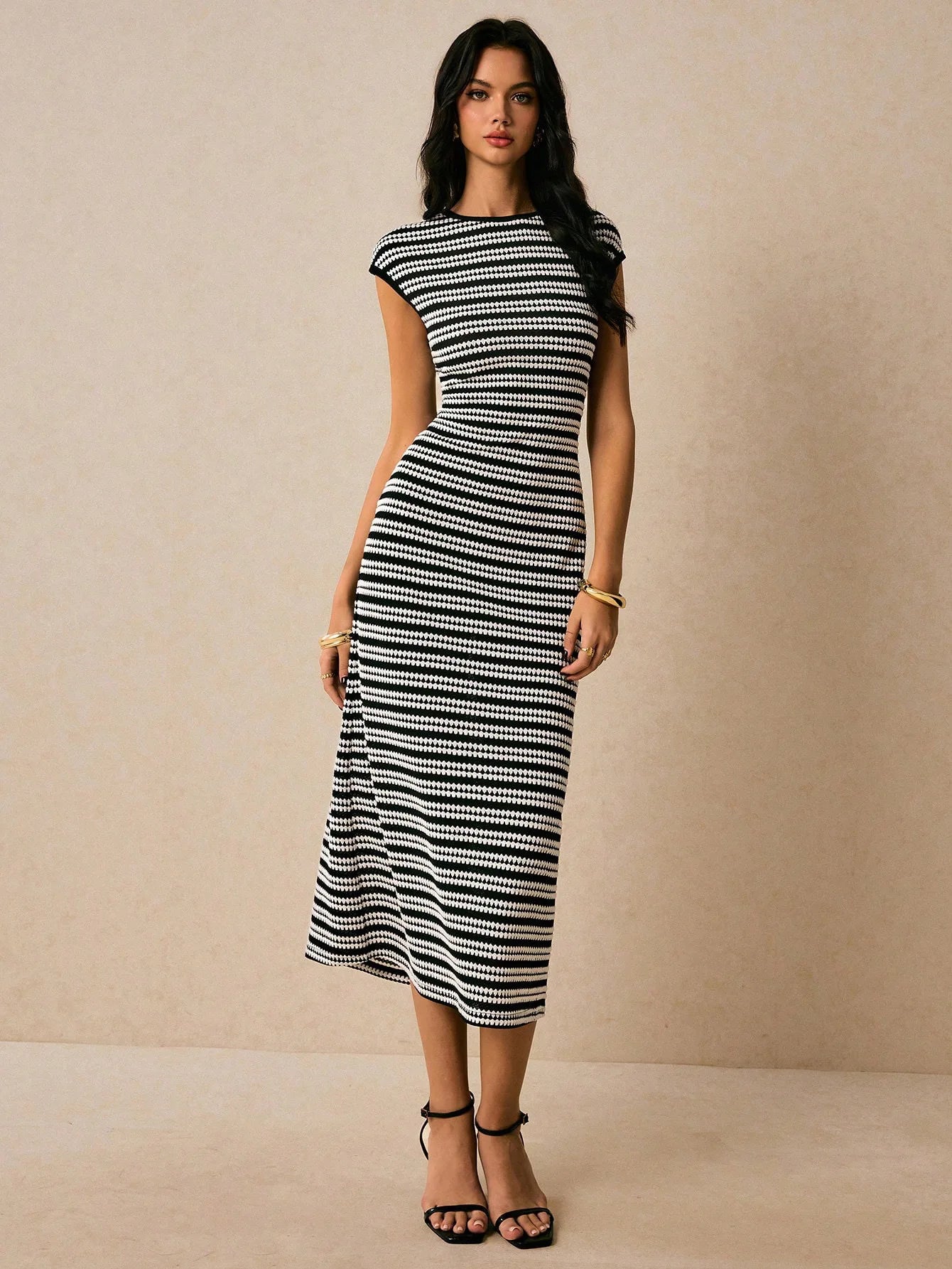 Robes longues rayées décontractées et cintrées pour femmes