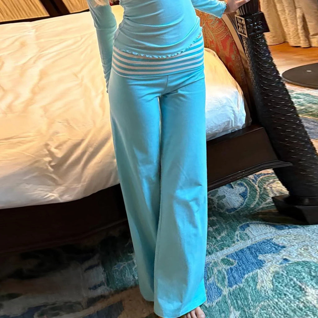 Pantalon large à revers pour femmes