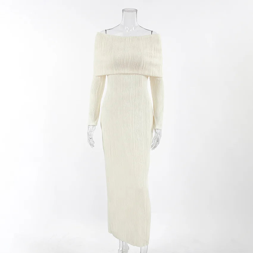 Robe élégance en tricots et épaules dénudées pour femmes
